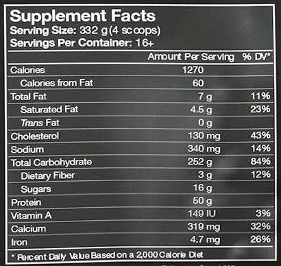 Nutrition label 1