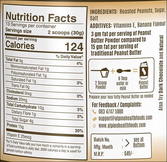 Nutrition label 1