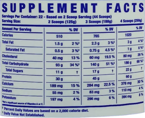 Nutrition label 1