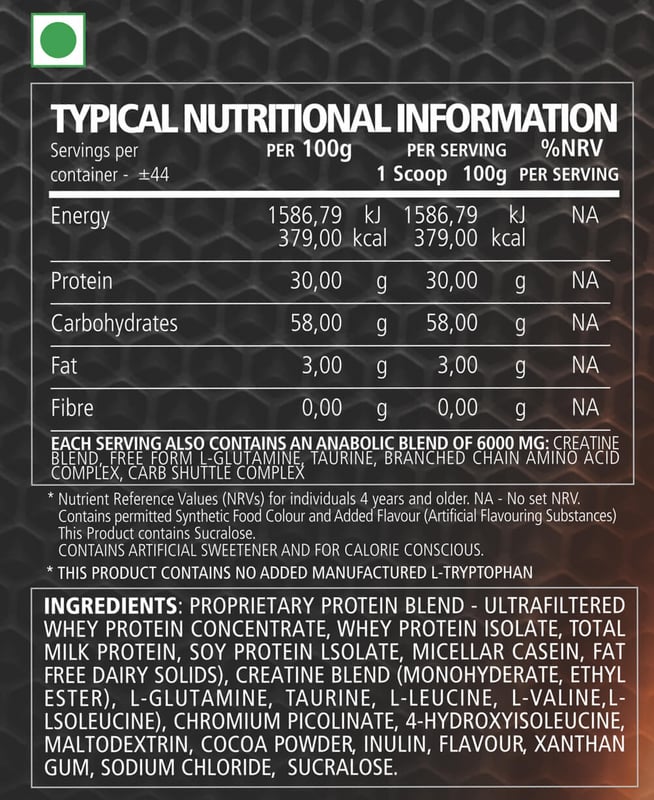 Nutrition label 1
