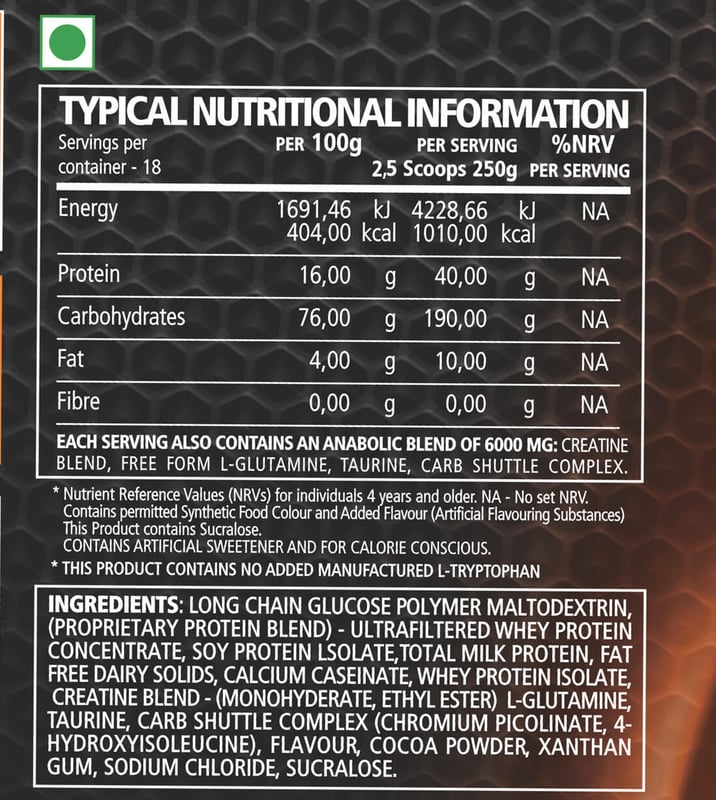 Nutrition label 1