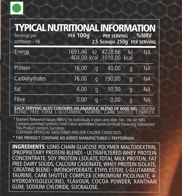 Nutrition label 1