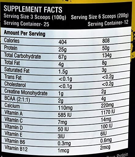 Nutrition label 1