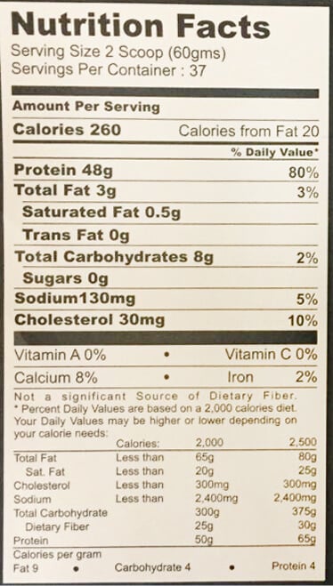 Nutrition label 1