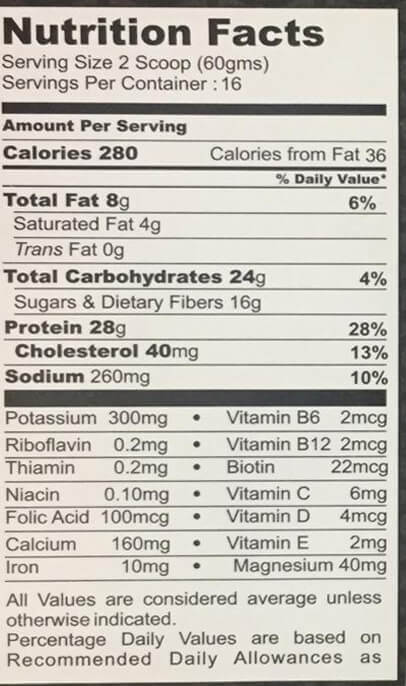 Nutrition label 1