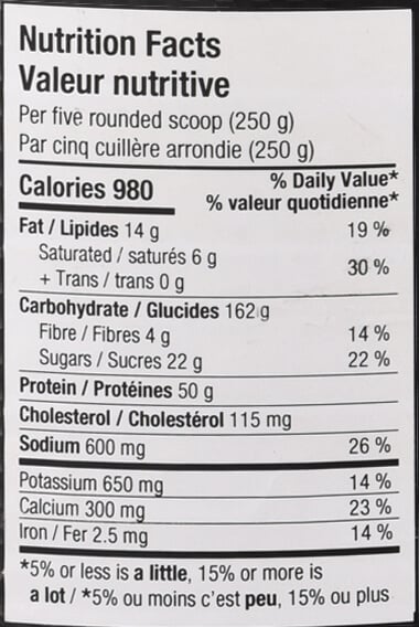 Nutrition label 1
