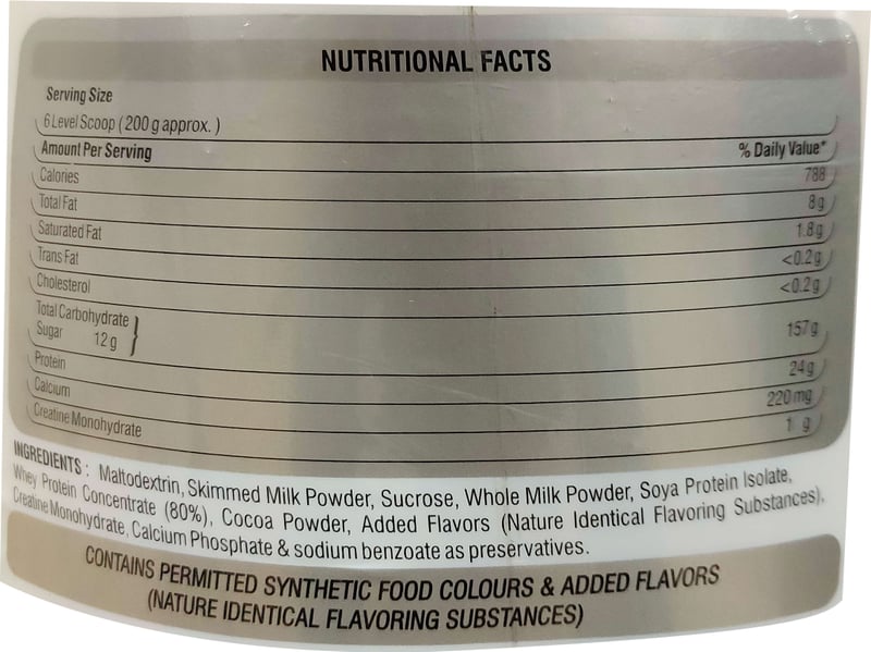 Nutrition label 1