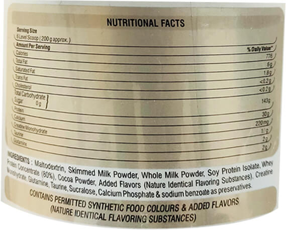 Nutrition label 1