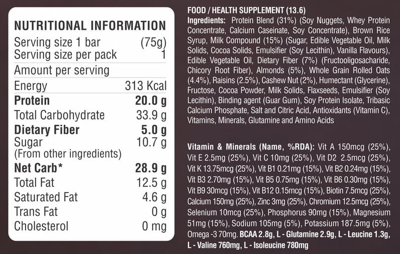 Nutrition label 1