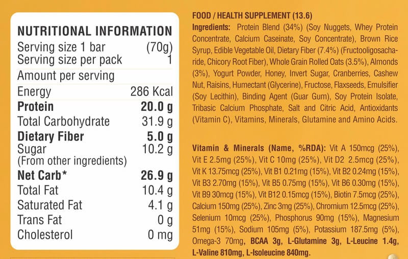 Nutrition label 1