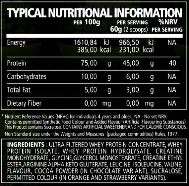 Nutrition label 1