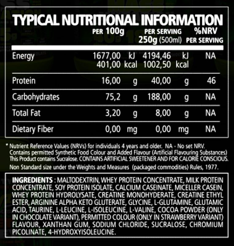 Nutrition label 1