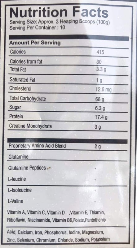 Nutrition label 1