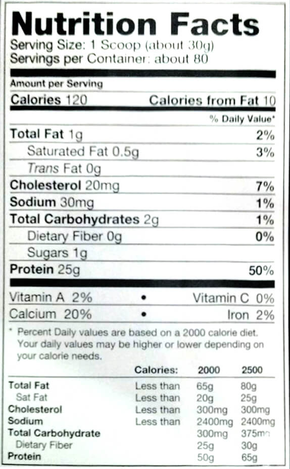 Nutrition label 1