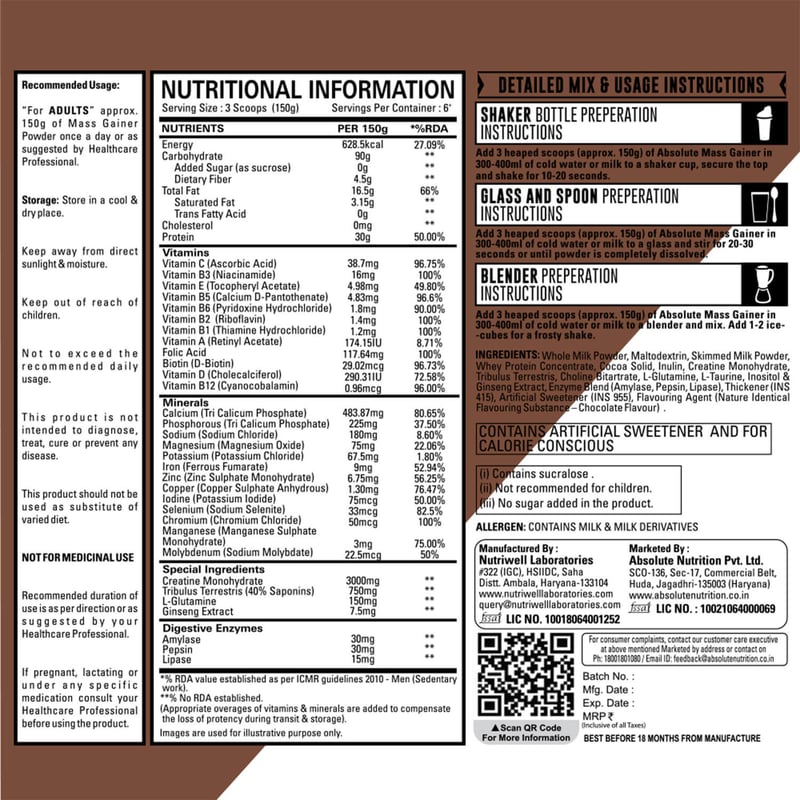 Nutrition label 1