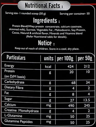 Nutrition label 1