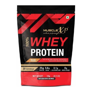 MuscleXP 100% Whey Protein with Digestive Enzyme, 2.2 lb Sea Salt Caramel