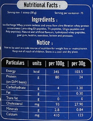 Nutrition label 1