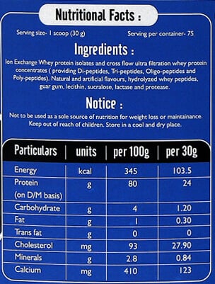 Nutrition label 1