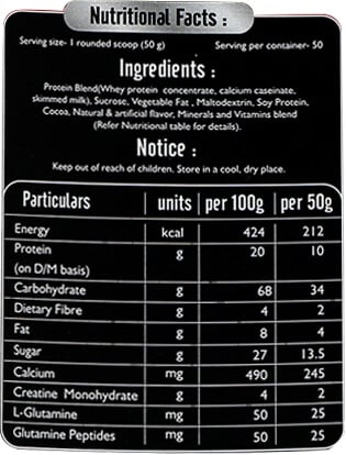 Nutrition label 1