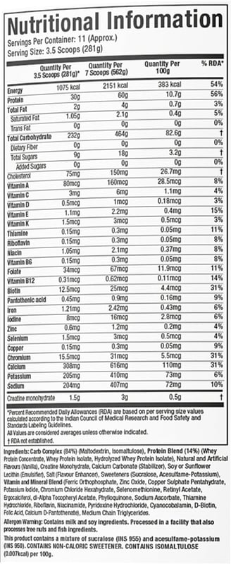Nutrition label 1