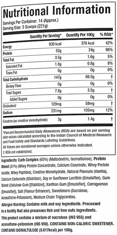 Nutrition label 1
