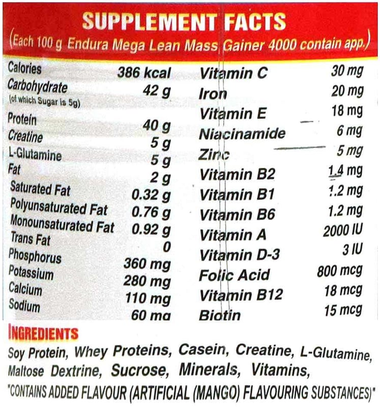 Nutrition label 1