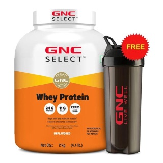 GNC Select Whey Protein, 4.4 lb Unflavoured (with Shaker)