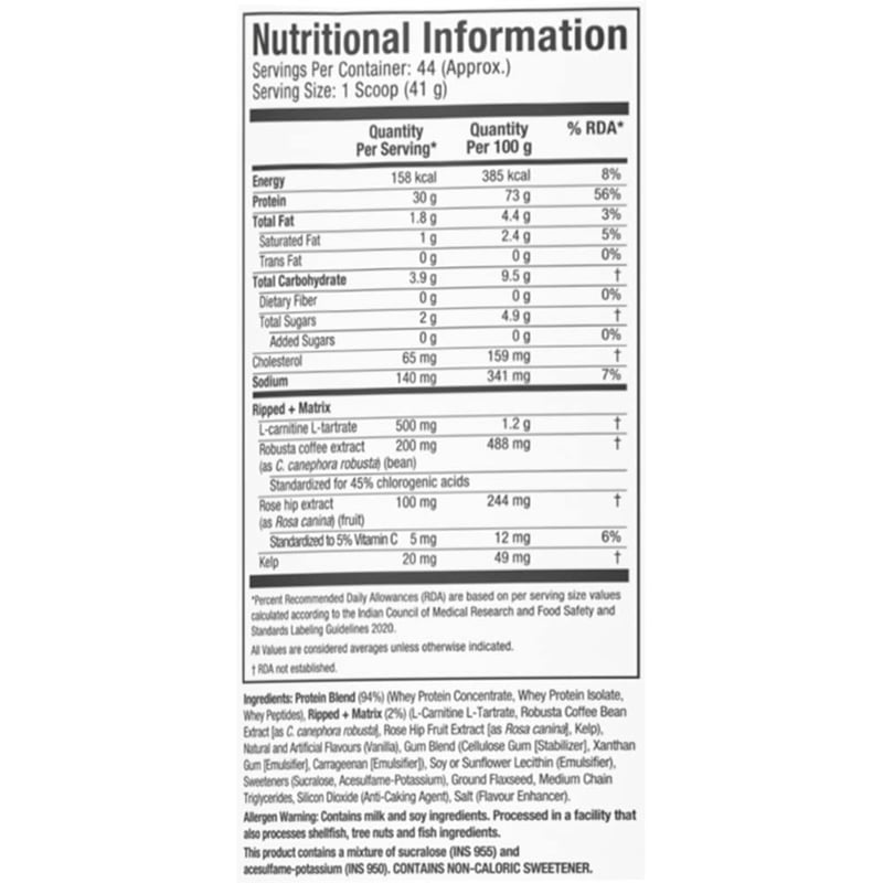 Nutrition label 1