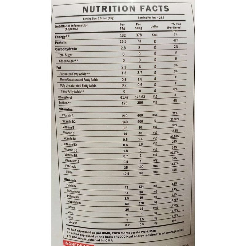Nutrition label 1