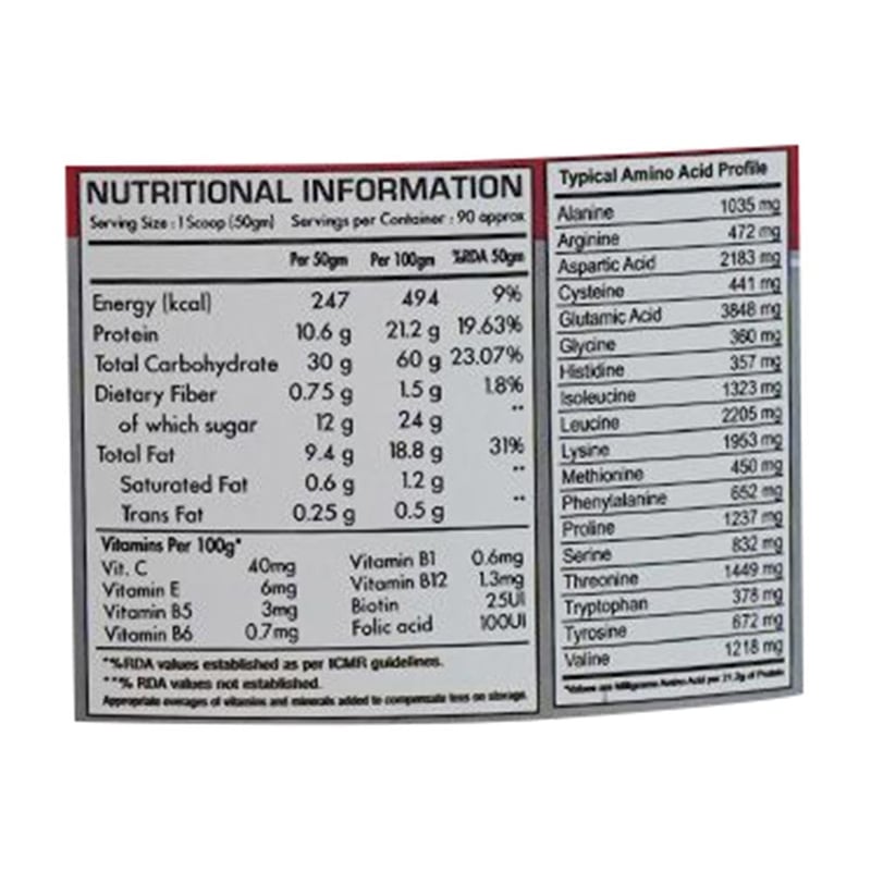 Nutrition label 1