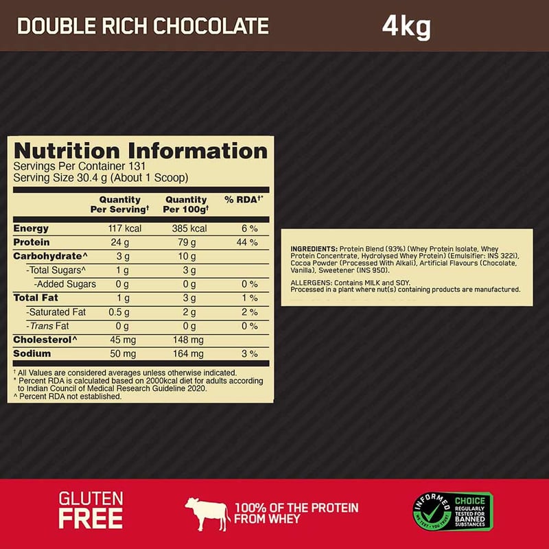 ON (Optimum Nutrition) Gold Standard 100% Whey Protein, 8.8 lb Double Rich Chocolate Label