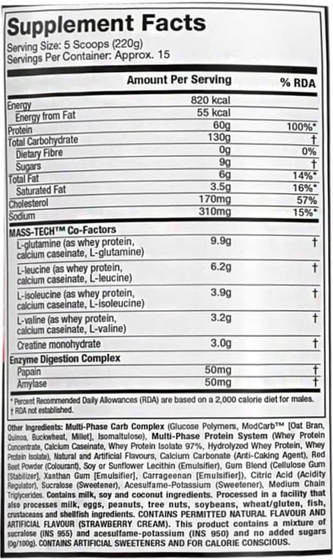 Nutrition label 1